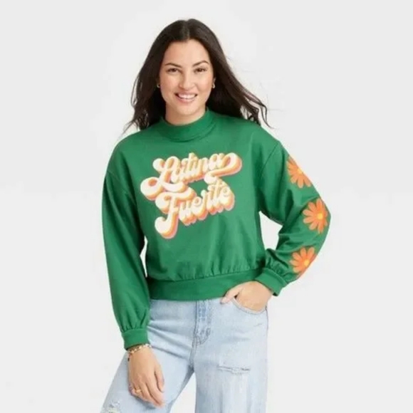 SOLD-Target Latina Fuerte Green Pullover Sweater size XXL - Picture 4 of 7